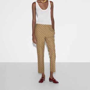 Gucci Beige & Ebony GG Canvas Cropped Pant